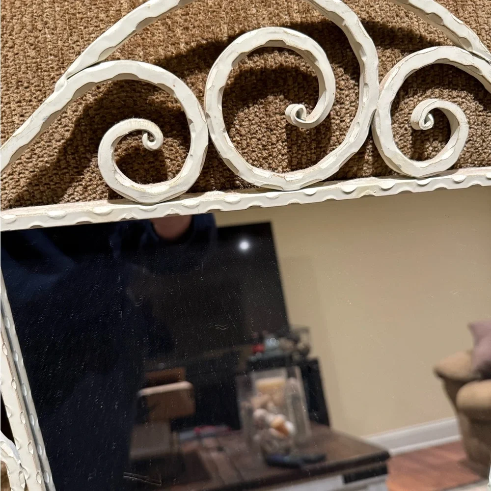 Elegant White Scrollwork Mirror